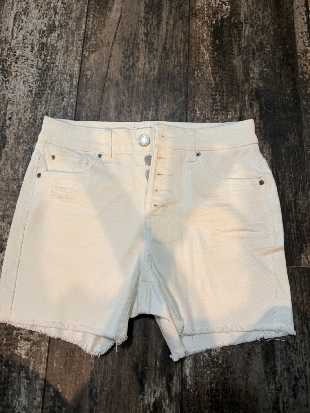 Time and Tru White Denim Button-Fly Women's Shorts